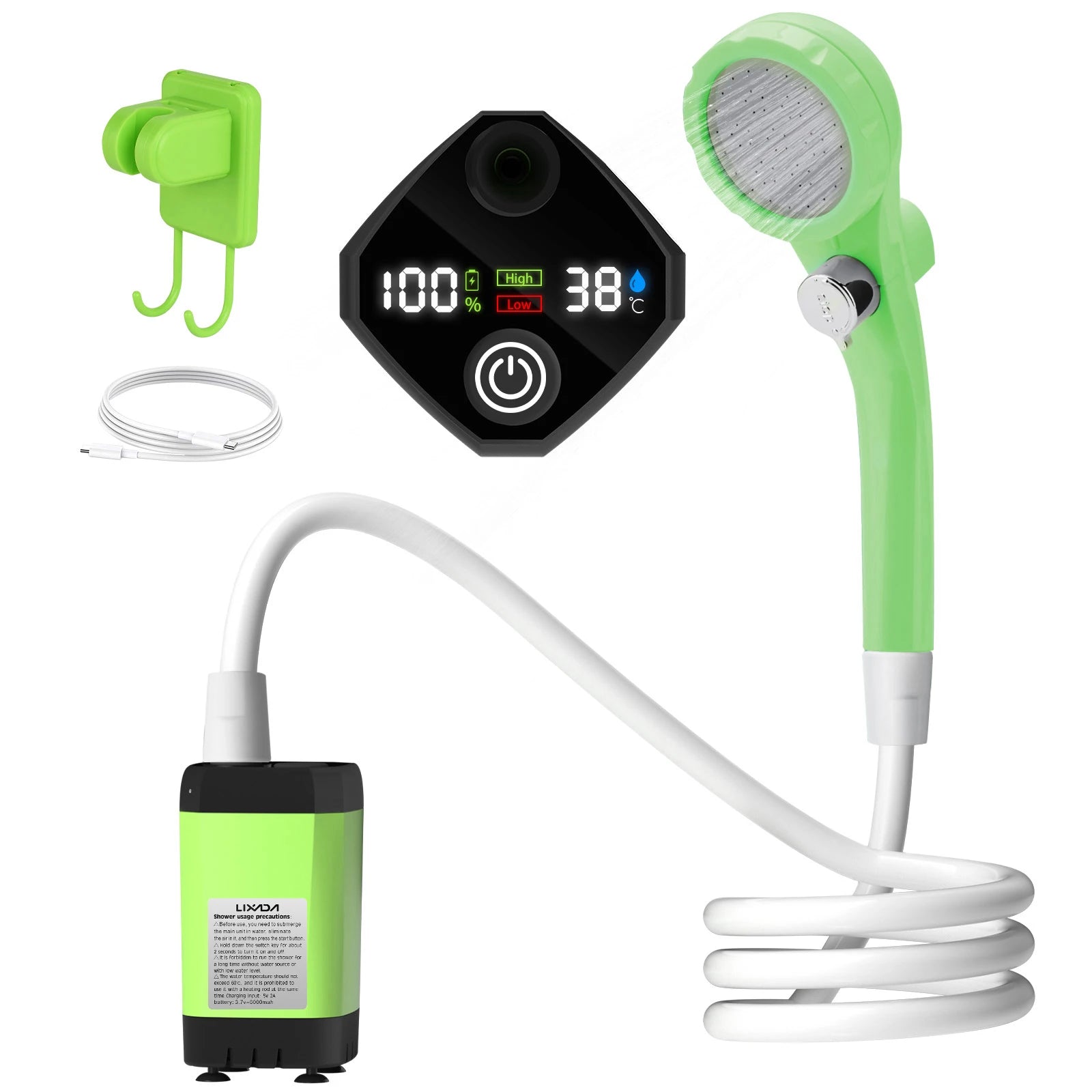 Portable Camping Shower Pump Kit – RV Outdoor Shower with Digital Display & Adjustable Flow